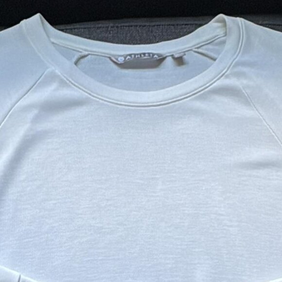Athleta White Pleat Hem Crewneck Pullover Sweatshirt Size Medium - Picture 2 of 8